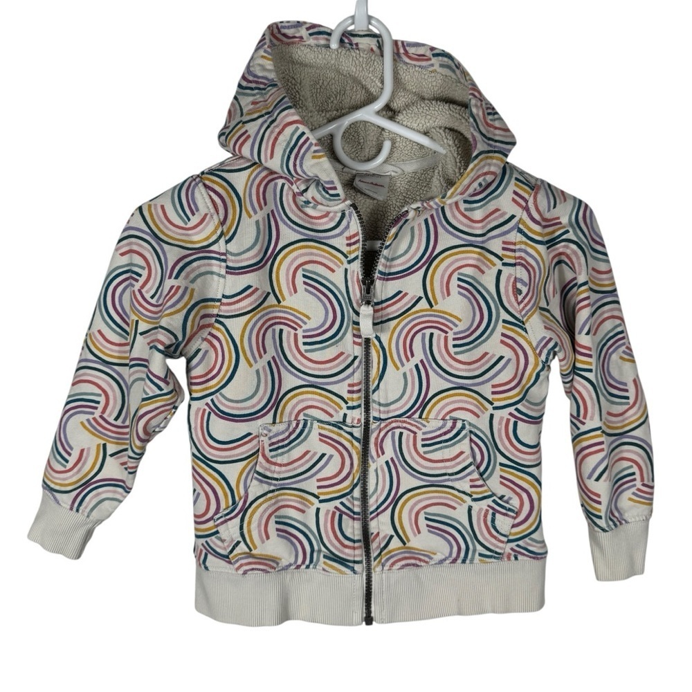 Hanna Andersson Faux Shearling French Terry Hoodie, Rainbow Print, US 5 (110 cm)